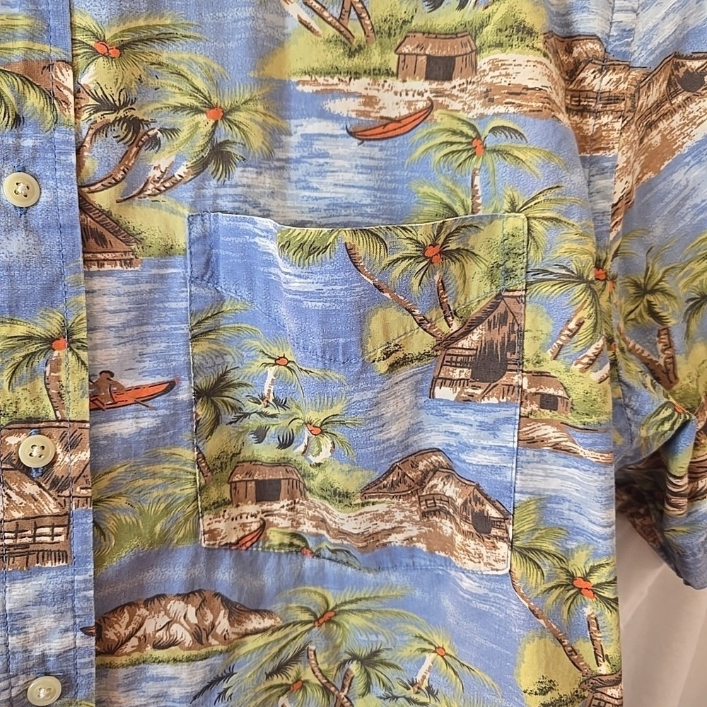 Vtg Gap Men's Y2K Hawaiian Island Native Palm Trees Short Sleeve Shirt Sz L - Picture 9 of 16